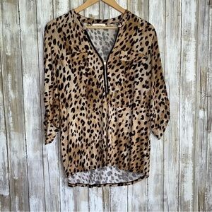 Calvin Klein Leopard High Low Blouse